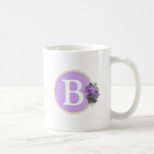 Lila Personalisierte Monogramm aus Floral und Gold Kaffeetasse
