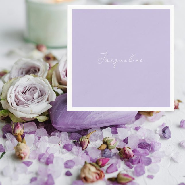 Lila personalisierte Schrift Dusche Cocktail  Serviette (Von Creator hochgeladen)