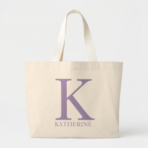 Lila personalisierter Name Monogramm Anfangsbuchst Jumbo Stoffbeutel