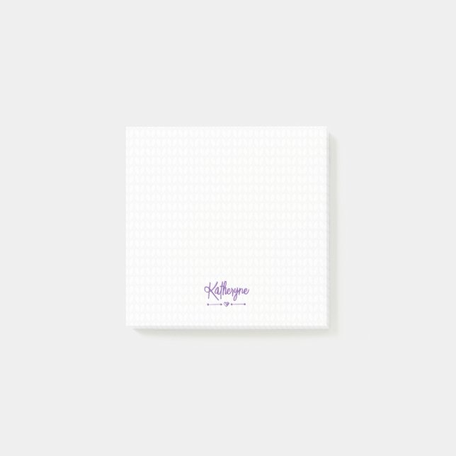 Lila Personalisierter Strick Stitch Post-it-Hinwei Post-it Klebezettel (Vorderseite)