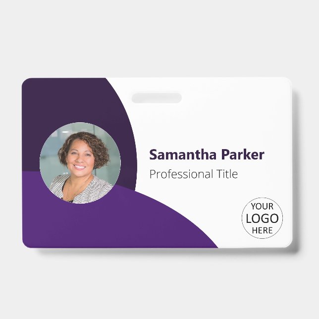 Lila Personalisiertes Foto, Logo, Strichcode-Mitar Ausweis (Vorderseite)