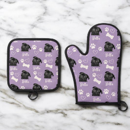 Lila Personalisiertes Foto Ofenhandschuh & Topflappen-Set