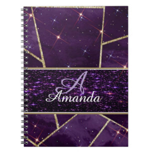 lila personalisiertes glitzerndes Spiralnotizbuch Notizblock