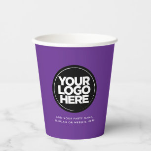 Lila Personalisiertes Logo und Text Pappbecher
