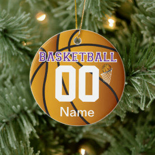 Lila Personalisierung der Basketballnummer Keramikornament