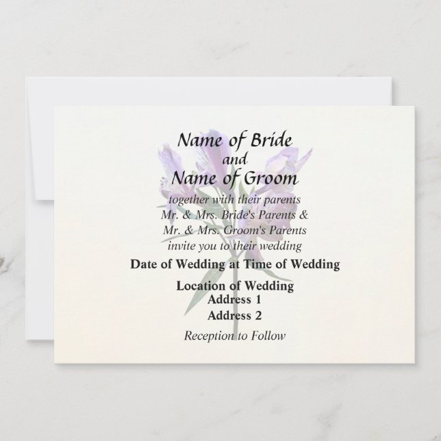 Lila Peruanische Lilie Einladung (Vorderseite)