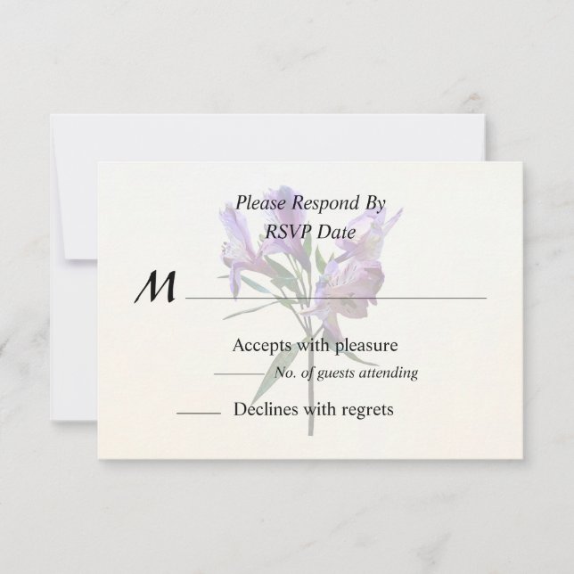Lila peruanische Lilie RSVP Karte (Vorderseite)
