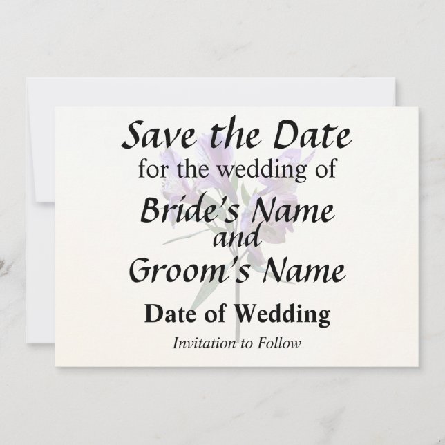 Lila peruanische Lilie Save The Date (Vorderseite)
