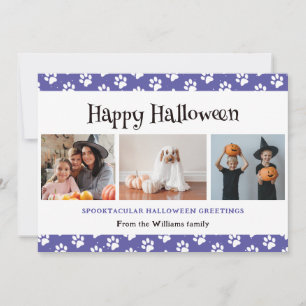 Lila Pet Paws Foto Happy Halloween Feiertagskarte