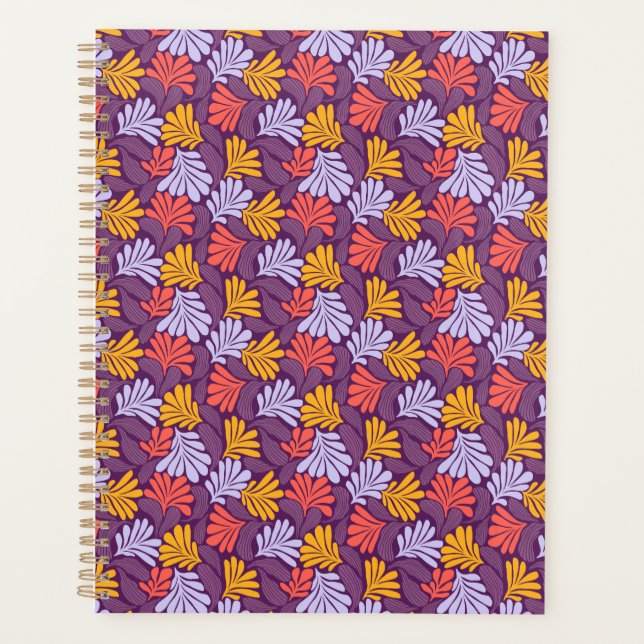 Lila Petal Muster Spiral Journal Planer (Vorderseite)