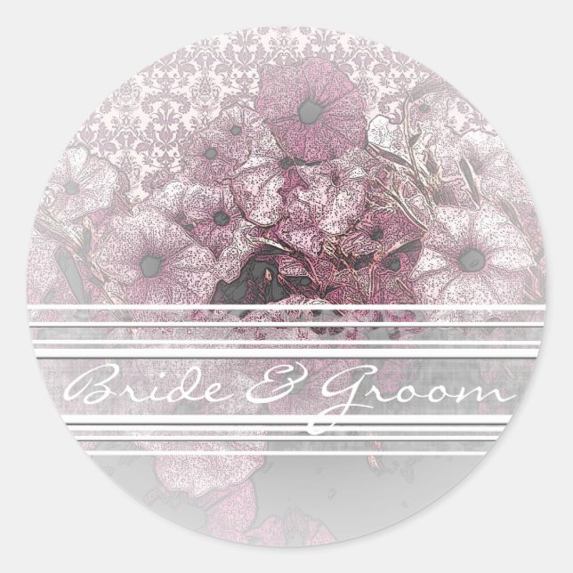 Lila Petunia auf eleganten, weißen Kornklebern Runder Aufkleber (Vorderseite)