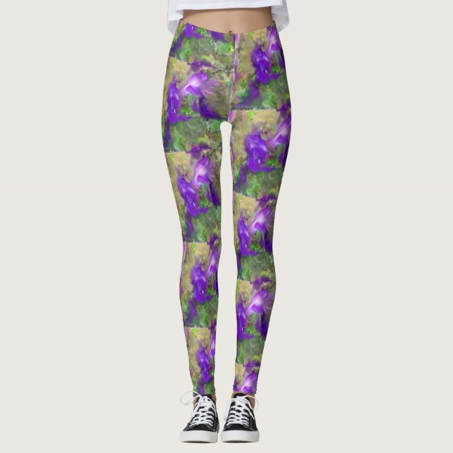 Lila Petunias Abstrakt Leggings (Vorderseite)