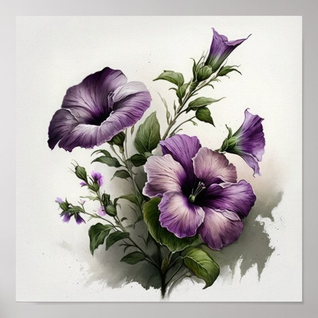Lila Petunias Blume Art Print Poster (Vorne)