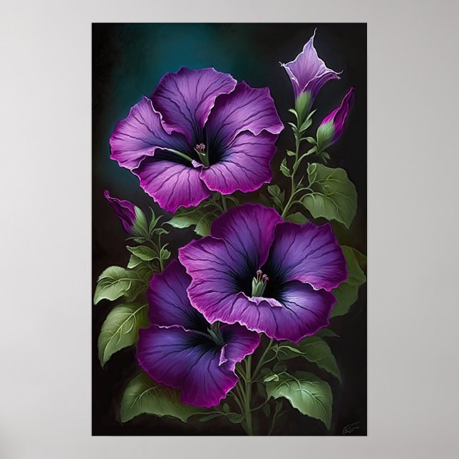 Lila Petunias Blume Art Print Poster (Vorne)