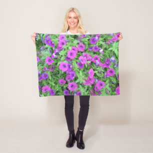 Lila Petunias Fleece Blanket