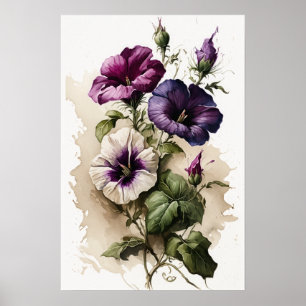 Lila Petunien-Blumenkunst-Druckposter Poster