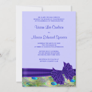 Lila Pfau Hochzeitskarten Einladung