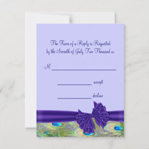 Lila Pfau Hochzeitskarten RSVP Karte