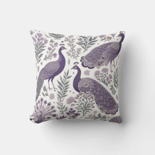 Lila Pfau-Toile  Kissen