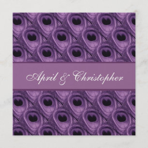 Lila Pfau versieht Hochzeits-quadratische Einladung