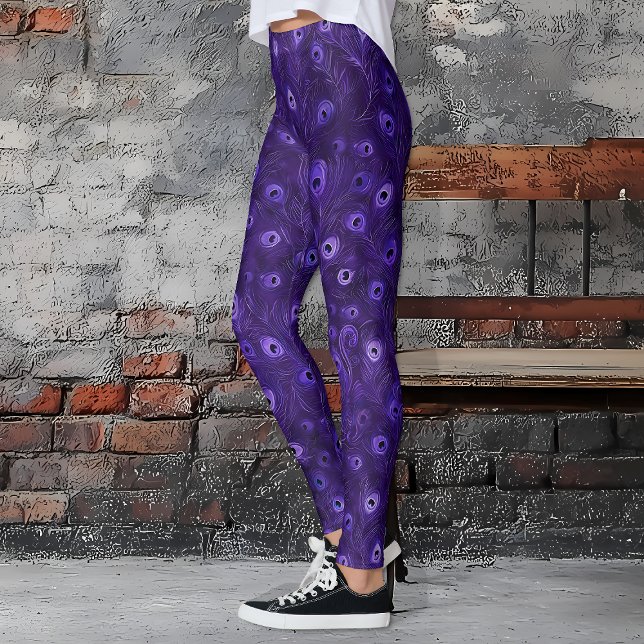 Lila Pfauenfeathers Leggings (Purple Peacock Feather Leggings)