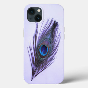Lila Pfauenfeder auf Lila iPhone 13 Hülle