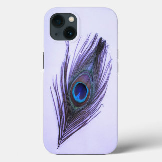 Lila Pfauenfeder auf Lila iPhone 13 Hülle