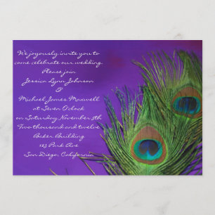 Lila Pfauenhochzeit Einladung