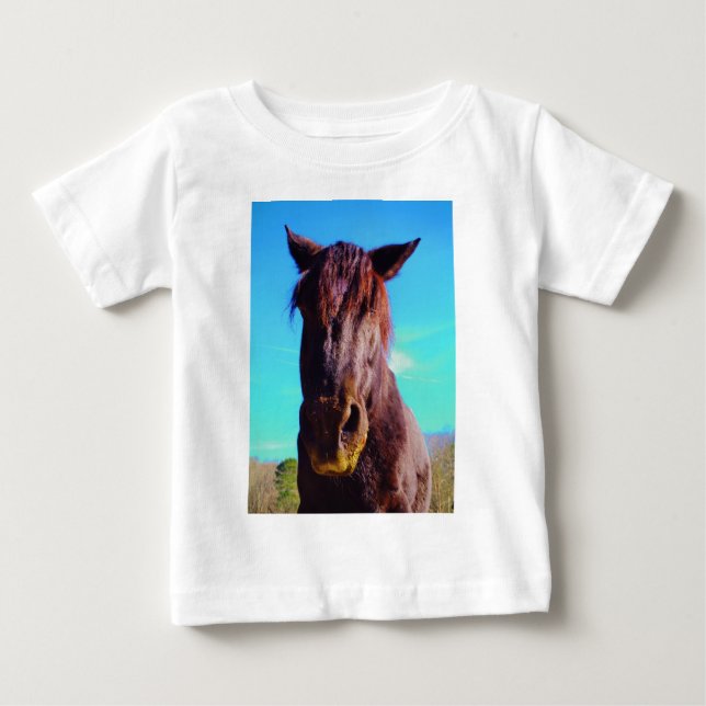 Lila Pferd mit grünem Mund Baby T-shirt (Vorderseite)
