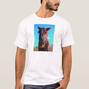 Lila Pferd mit grünem Mund T-Shirt