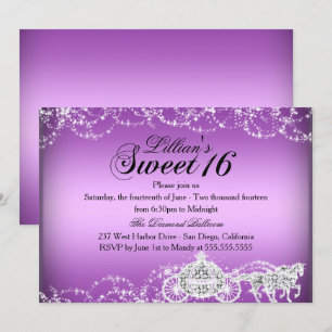 Lila Pferdekutschen-Prinzessin Sweet 16 Einladung