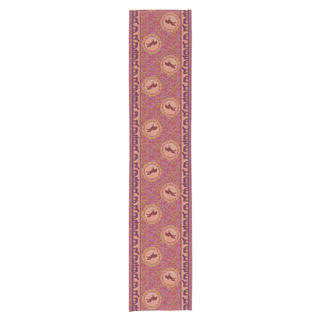 Lila Pferdetabellen-Läufer Kurzer Tischläufer (Vorderseite)