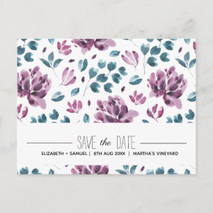 Lila Pfingstrose Aquarell Save the Date Postkarte