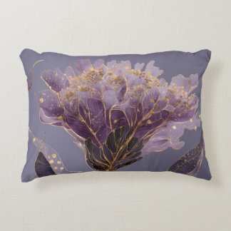 Lila Pfingstrose Inspirierte Florale Gold Akzente Dekokissen