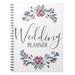 Lila Pfingstrose Wasserfarbe Blumen Hochzeitsplane Notizblock