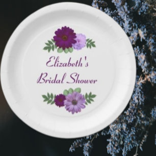 Lila Pfingstrosen-Blumen-Braut-Shower Pappteller