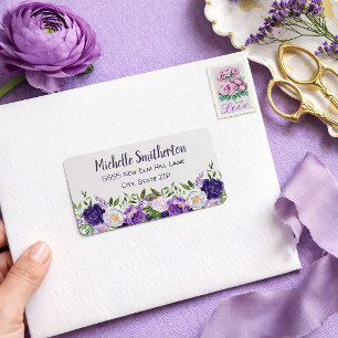 Lila Pfingstrosen Floral Botanisch Adressaufkleber