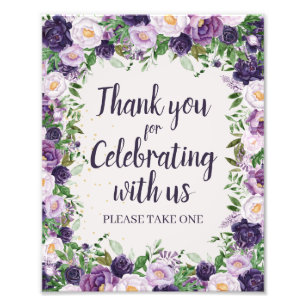 Lila Pfingstrosen Florales Dankeschön-Partygeschen Fotodruck