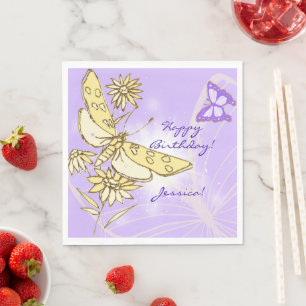 Lila Pfirsich Schmetterling Serviette