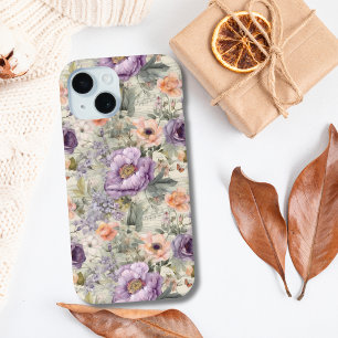Lila Pfirsichblüten Blumen Vintage Shabby Chic Case-Mate iPhone Hülle