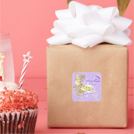 Lila Pfirsichklemme Quadratischer Aufkleber