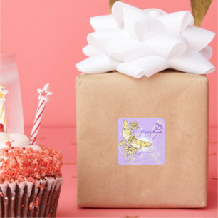 Lila Pfirsichklemme Quadratischer Aufkleber