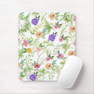 Lila Pfirsichrosa Blume Grüne Mousepad