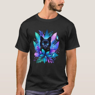 Lila Pflanzenstrauß Silhouette Kätzchen Wald Liebe T-Shirt