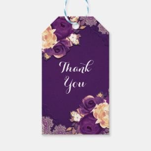 Lila Pflaume Elegante Spitze Blumen Landhausstil G Geschenkanhänger