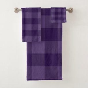 Lila-Pflaume-Karo-Quadrat-Karomuster Badhandtuch Set