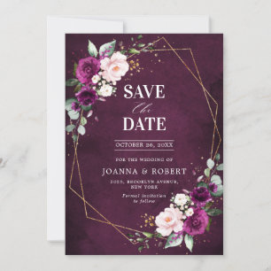 Lila-Pflaume-Rosé-Blush-Rosa-Boho-Geometrie-Hochze Save The Date