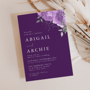 Lila Pflaume Violette Florale Hochzeit Einladung