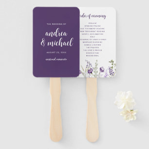 Lila Pflaumen-Hochzeitsprogramm-Fächer Fächer