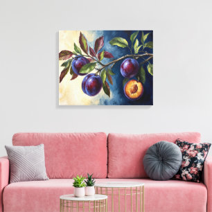 Lila Pflaumen-Zweig-Kontrast-Ölgemälde-Kunst Leinwanddruck